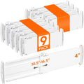 9 Pack Drawer Dividers for Clothes, 4" High 10.5"-16.5" Expandable Dresser Drawer Organizers, Adjustable White