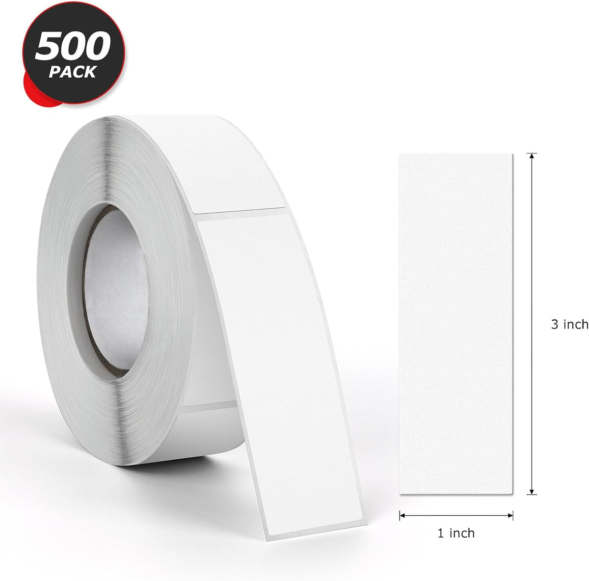 White Rectangle Labels 3" x 1" Color Coding Stickers Roll 500 Pcs