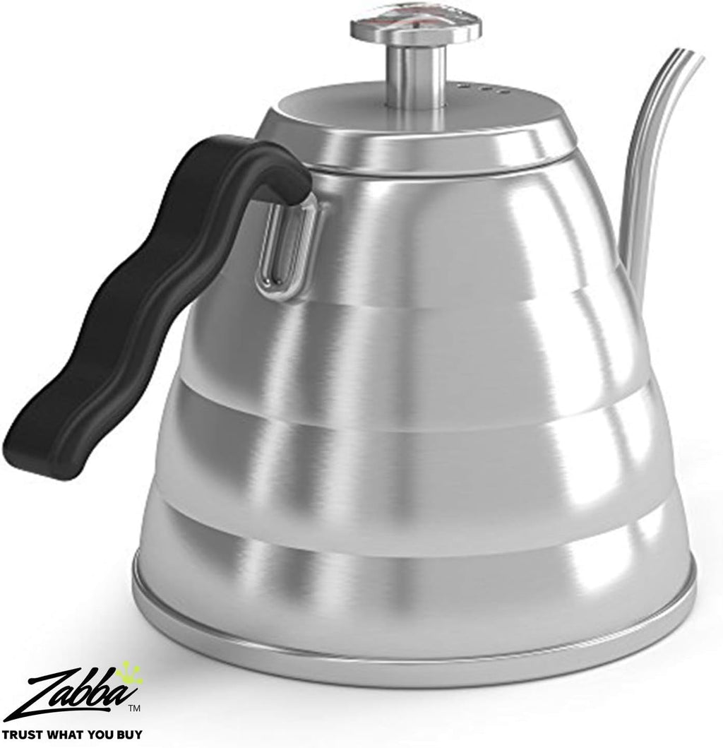 Gooseneck Kettle with Thermometer - 34oz Premium Stainless Steel Pour Over Coffee Maker Kettle, Stove Top