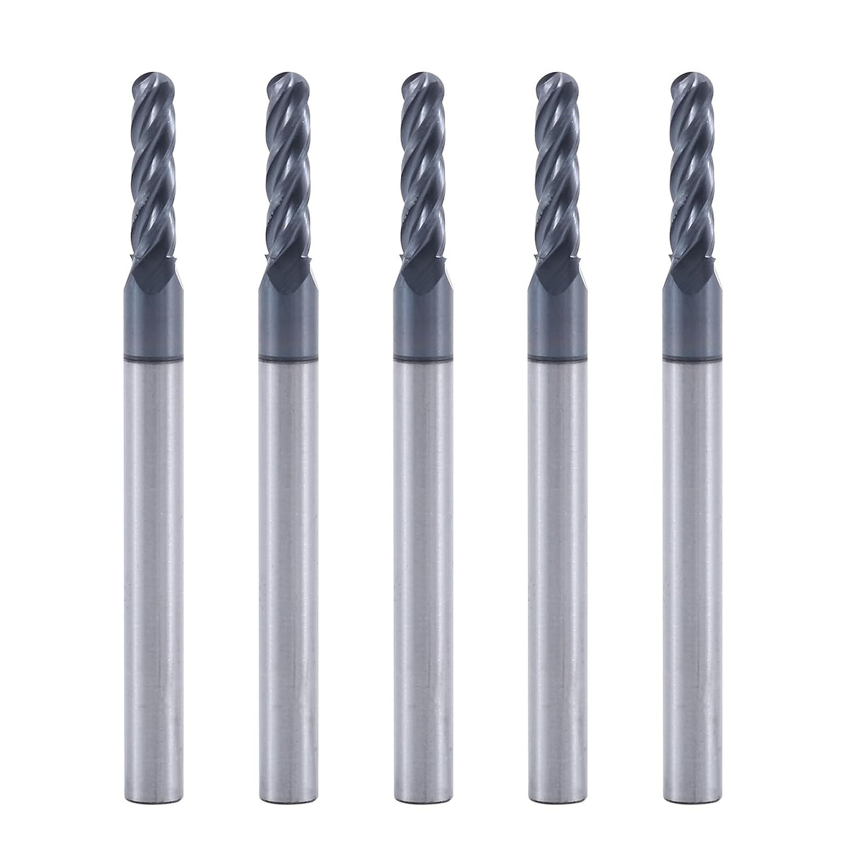 3/32" 4 Flute Carbide Ball Nose End Mill 1/8" Shank Diameter 5Pcs