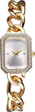 Women s Square Bracelet Watch: Quartz Analog Rhinestone-Encrusted Stainless Steel Detachable Strap Casual Business