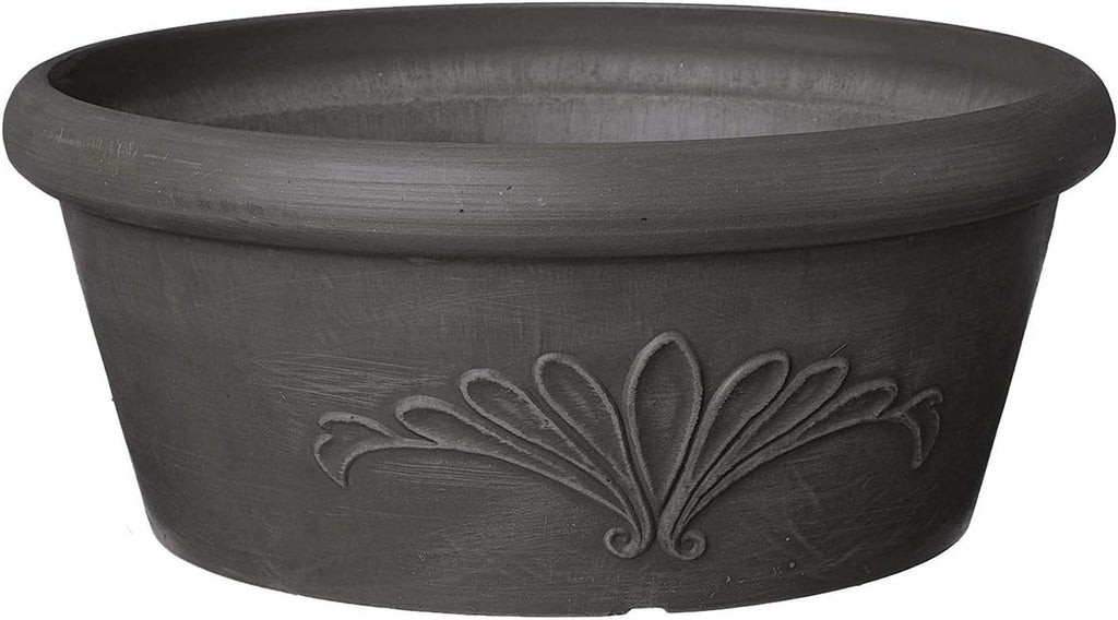 PSW Pot Collection TA30DC 12-inch Plastic/Stone/Wood Composite Bulb Pan Planter – No Drainage Hole (Drillable)