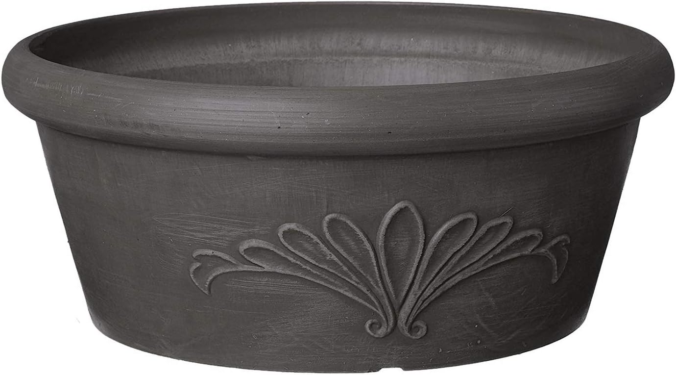 PSW Pot Collection TA30DC 12-inch Plastic/Stone/Wood Composite Bulb Pan Planter – No Drainage Hole (Drillable)