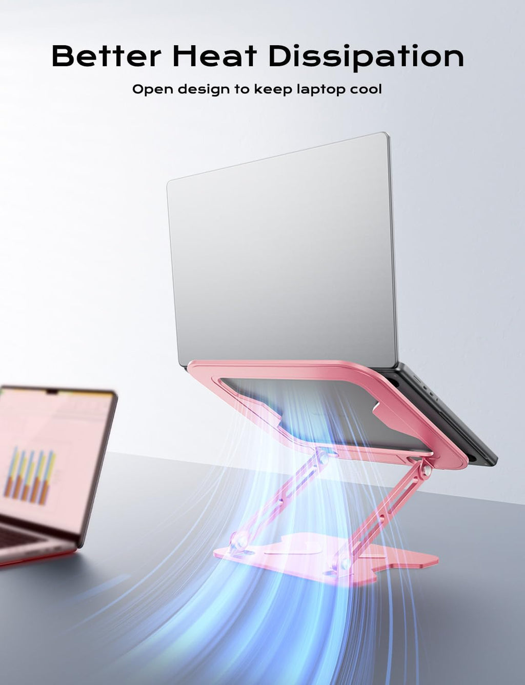 Adjustable Laptop Stand for Desk, Metal Foldable Laptop Riser, Portable Laptop Holder Mount, Ventilated Cooling