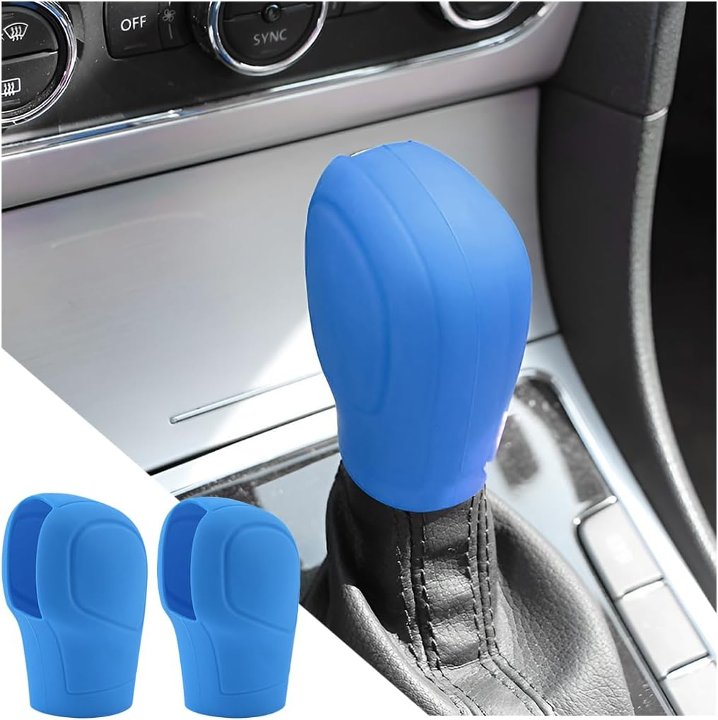 AICEL 2 Pack Silicone Gear Shift Knob Cover 3.14 x 2.2 Inch Blue