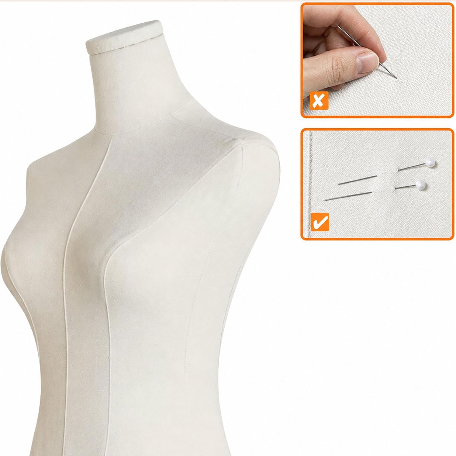 Female Dress Form Mannequin Torso with Adjustable Stand for Sewing | Fashion Half Body Mannequin for Clothing