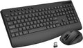 Full-Size Silent Wireless Keyboard and Mouse Combo with Palm Rest