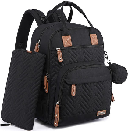 Diaper Bag Backpack, 4 in 1 kit Large Unisex Baby Bags for Boys Girls, Waterproof Travel Back Pack with Pouch