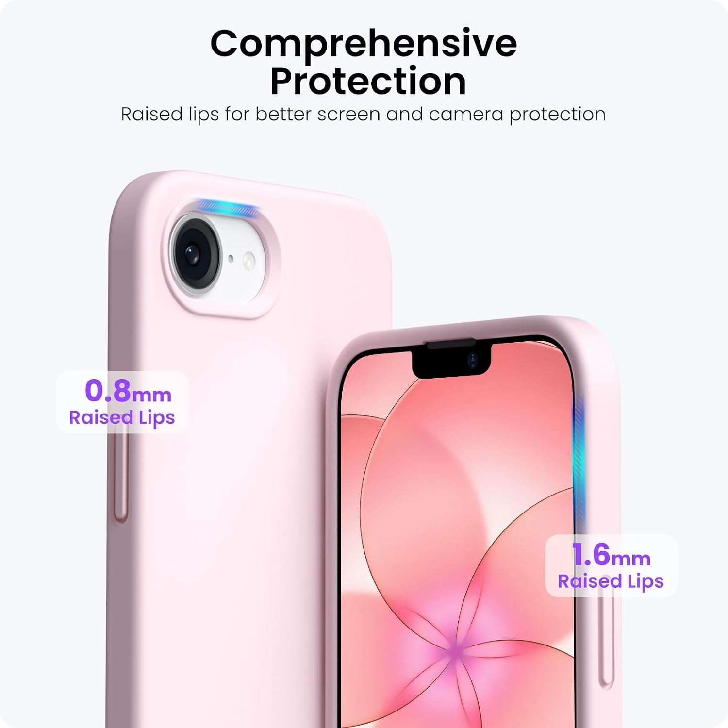 Compatible with iPhone 17e Case and for iPhone 16e Case 6.1", Liquid Silicone 3 Layers Full Covered Soft Gel Rubber