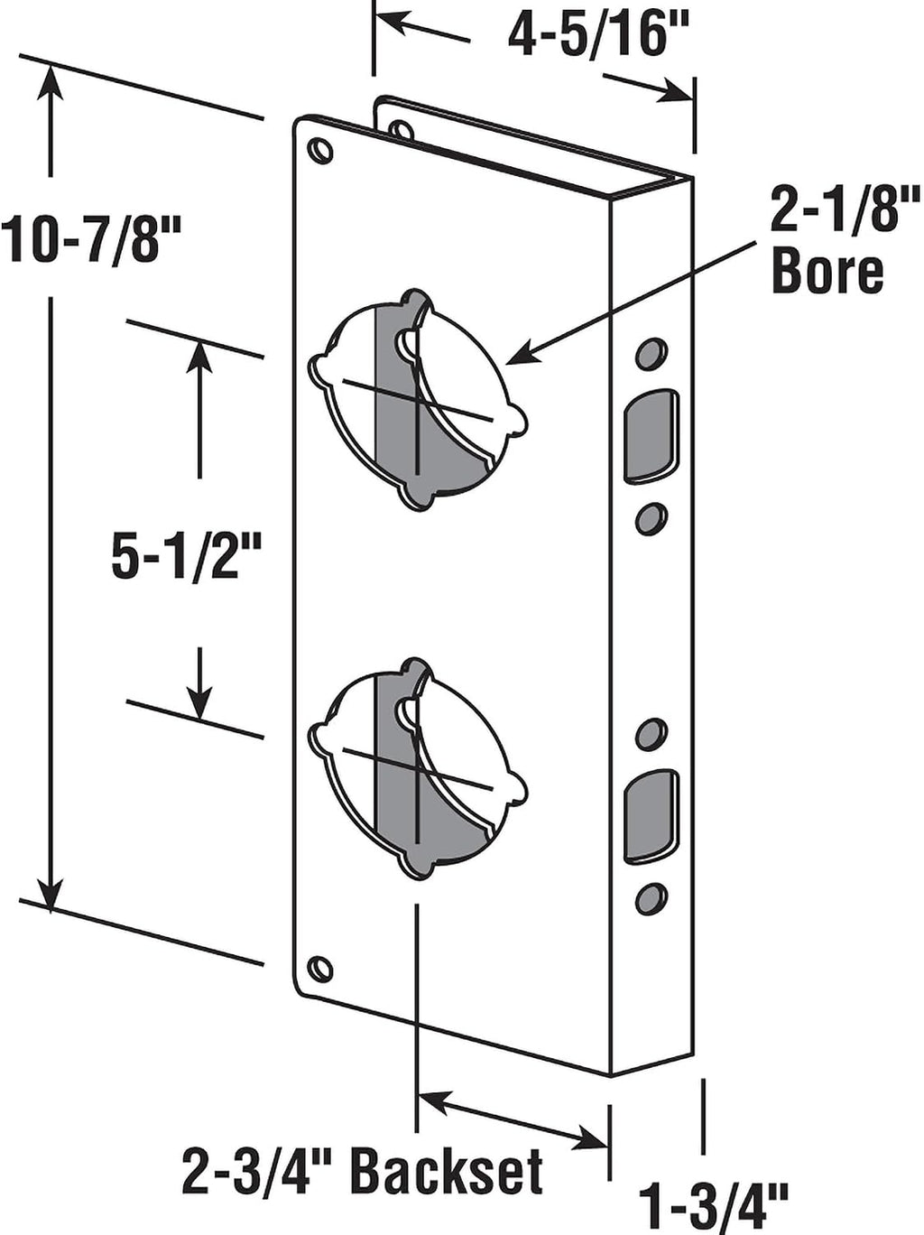Prime-Line U 10546 Stainless Steel Lock and Door Reinforcement Plate for 1-3/4 In. Thick Doors, Stainless Steel