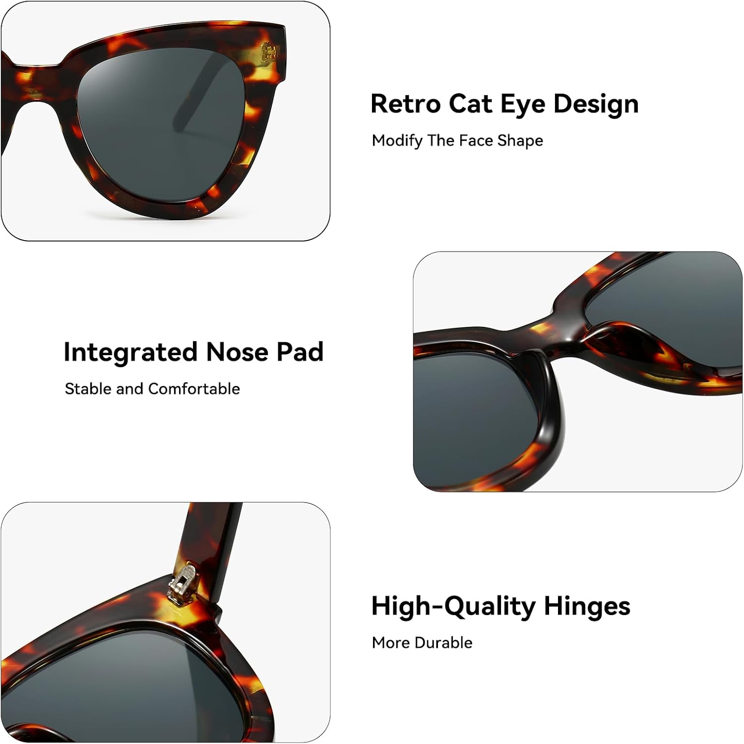 Retro Cat Eye Sunglasses Women Men Vintage Square Tortoise Shell Fashion Cateye Sunglasses