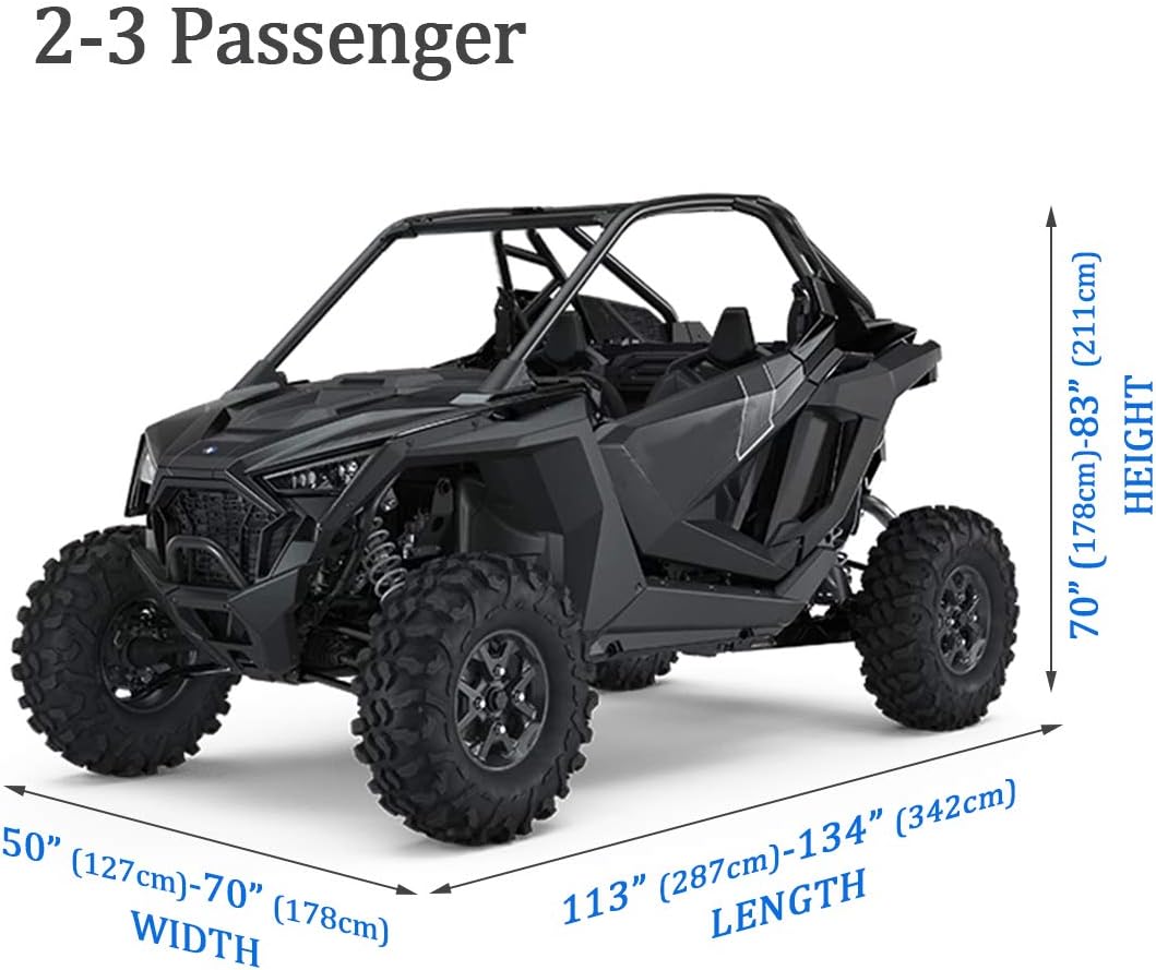 Side by Side UTV Cover Fit Max 2-3 Passenger, 131’’x66’’x75’’ | Heavy Duty Waterproof 420D Oxford Fabric, With Dual