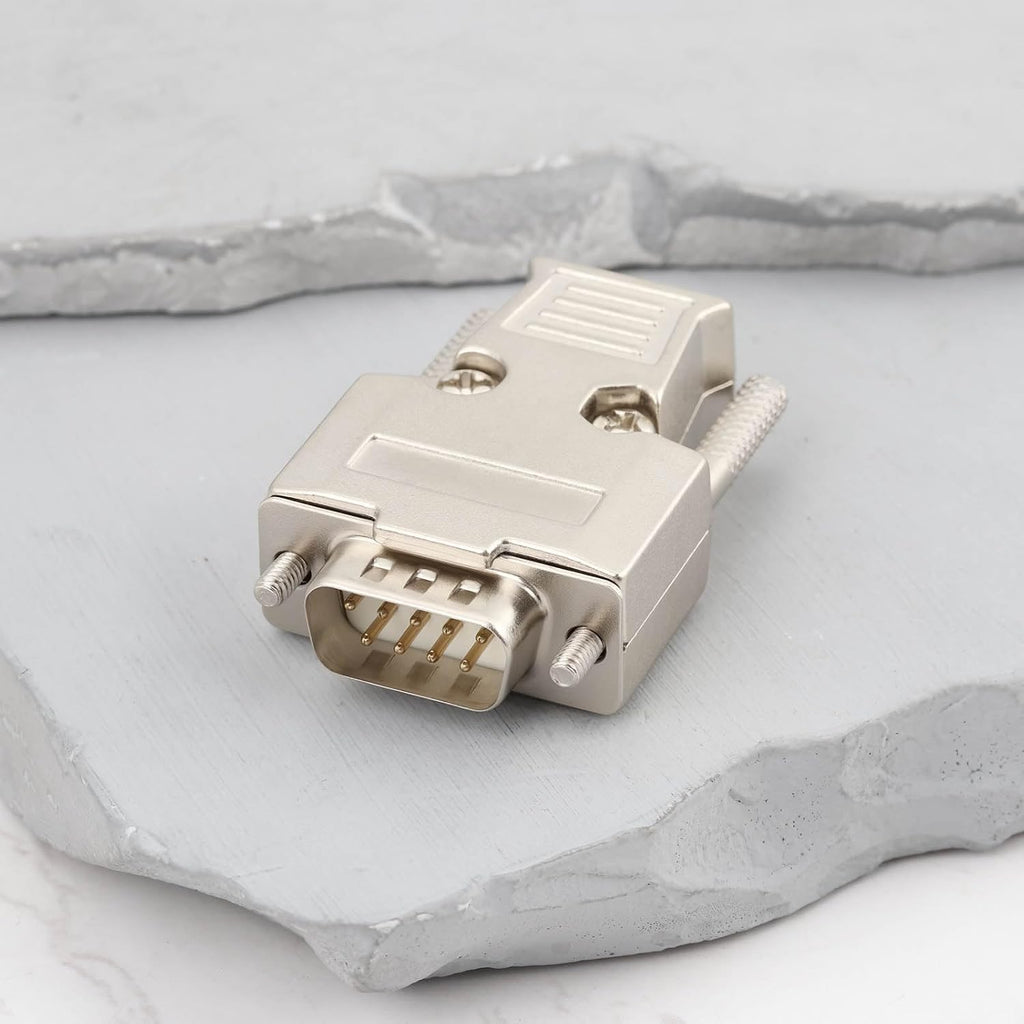 ECSiNG 2pcs 9 Pin DB9 RS232 Male Connector Metal Housing Adapter with Hollow Gold-Plated Pins