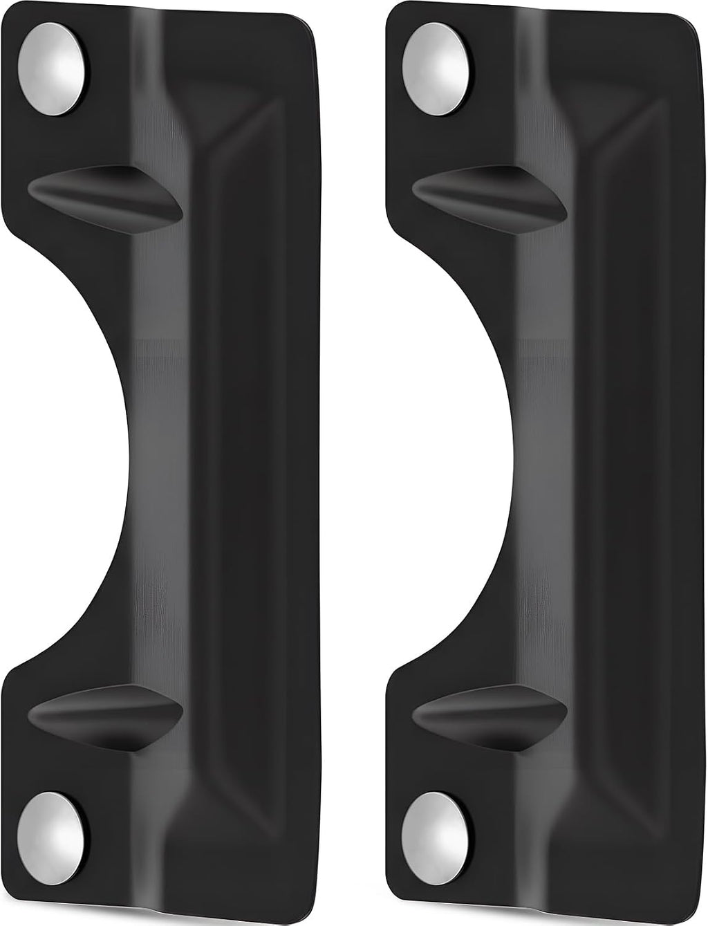 2 Pcs Door Latch Guard Stainless, Reinforcement Ribs Style, Black | 3" x 7'' Door Latch Cover, Door Security Plate