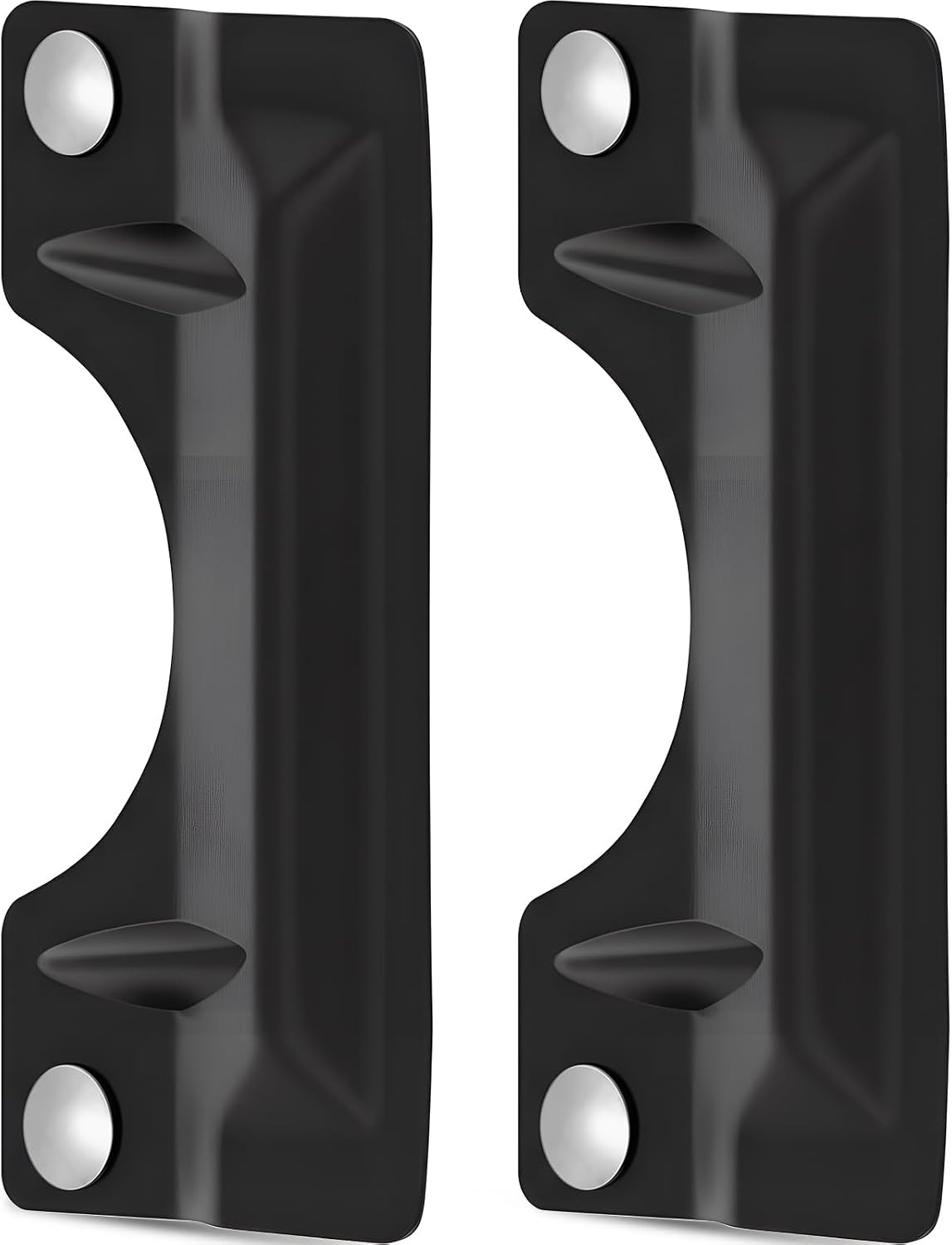 2 Pcs Door Latch Guard Stainless, Reinforcement Ribs Style, Black | 3" x 7'' Door Latch Cover, Door Security Plate