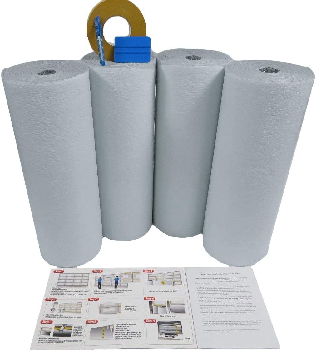 NASA TECH White Reflective Foam Core 2 Car Garage Door Insulation Kit 16FT (Wide) x 8FT (HIGH) R Value 8.0 Made in