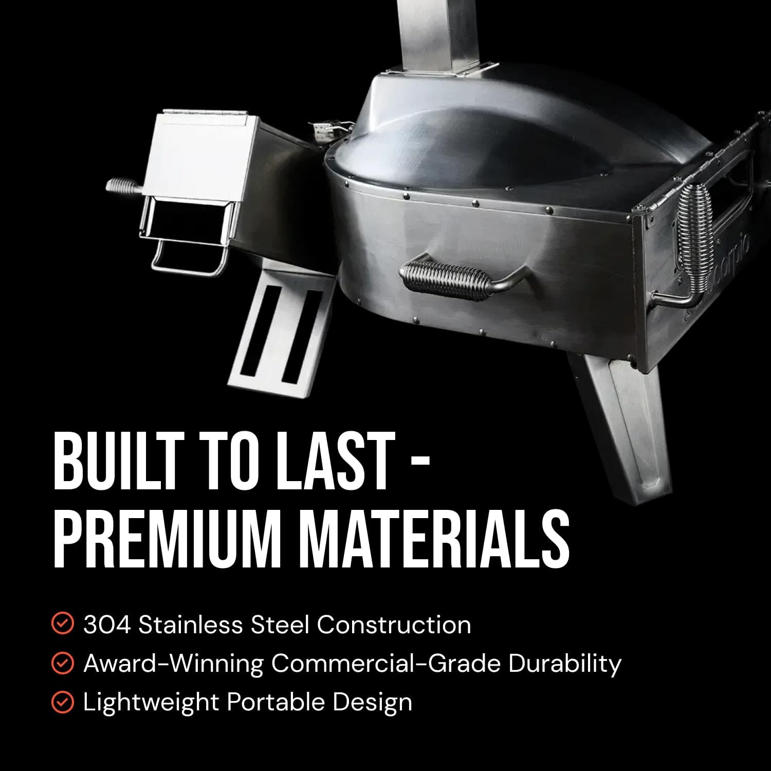 Pizza Oven - Dual Fuel Wood & Propane Portable Outdoor Pizza Oven with 16” Rotating Stone - 90 Second Cook at