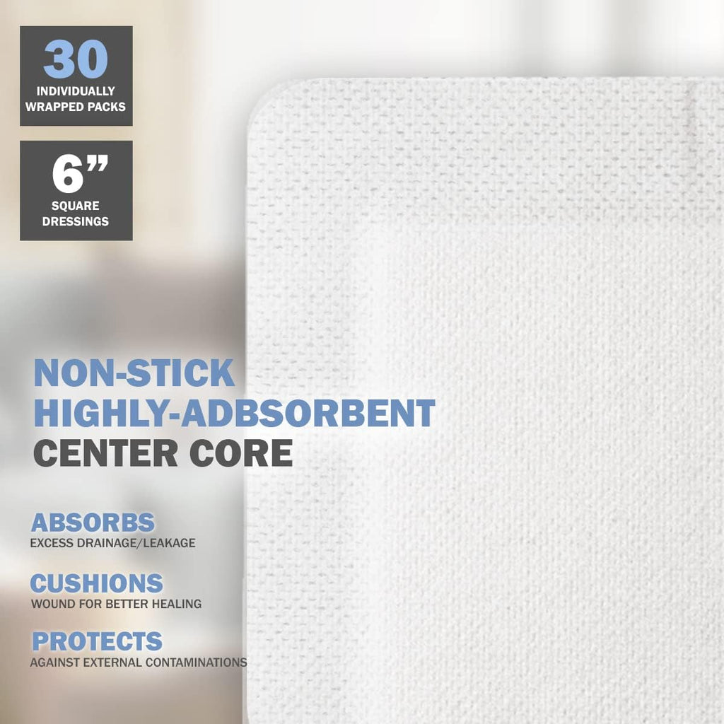Island Dressing Bordered Gauze | Large Wound Care Bandage with Adhesive Border| Sterile, Soft & Highly Absorbent