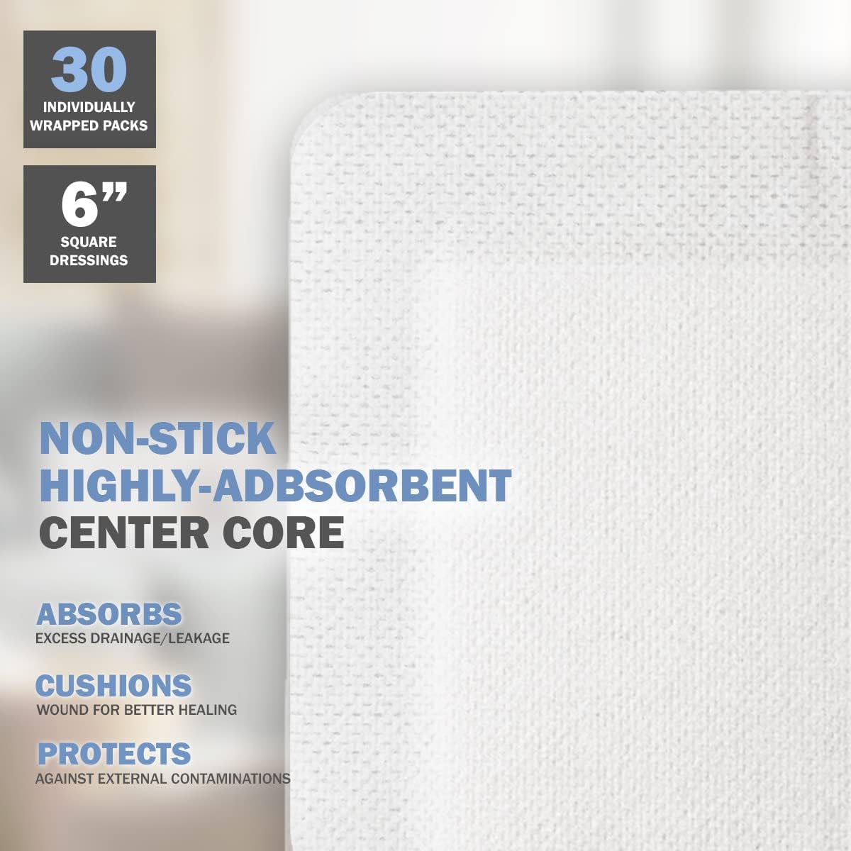 Island Dressing Bordered Gauze | Large Wound Care Bandage with Adhesive Border| Sterile, Soft & Highly Absorbent