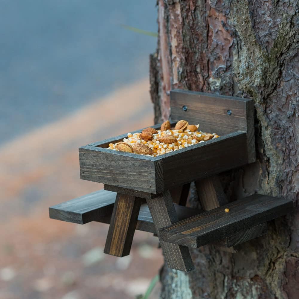 Squirrel Feeder for Outside Yard Games Funny Peanuts in Shell for Picnic Table House Garden Decor Chipmunk Bench Corn