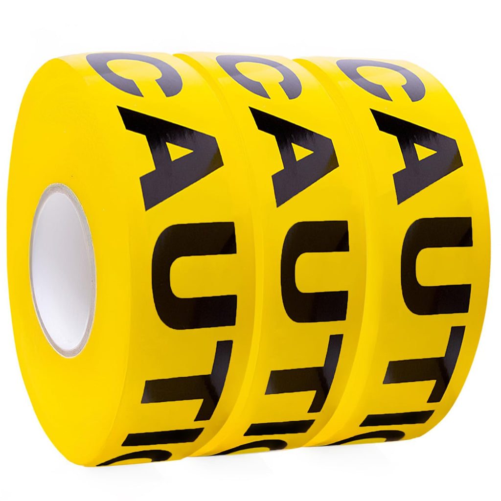 Premium Yellow Caution Tape Roll - 3 Inch X 1000 Feet - Pack of 3 Bright Yellow Crime Scene Tape - Construction Tape