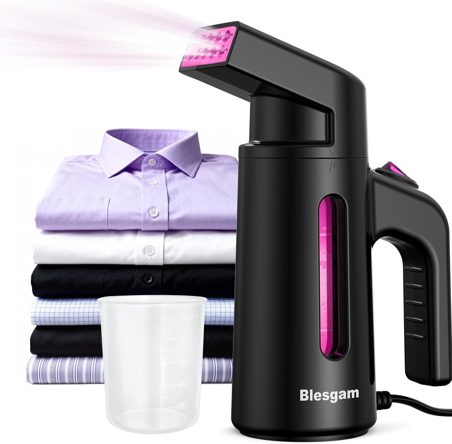 Travel Steamer for Clothes, Dual-Row Steam Handheld Clothes Steamer | 25g/min Steam,180ml Large Capacity,Fast 40s