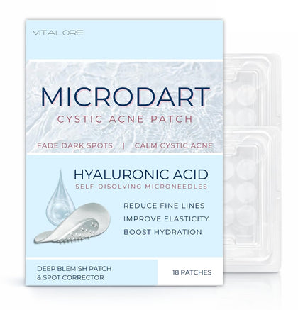 Microdart Pimple Patches- Cystic Acne Patch – Microneedle Pimple Patch for Face, Dark Spots & Blind Pimples- 18ct