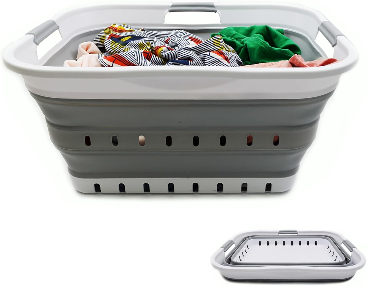 42L (11 gallon) Collapsible Plastic Laundry Basket - Foldable Pop Up Storage Container/Organizer - Space Saving