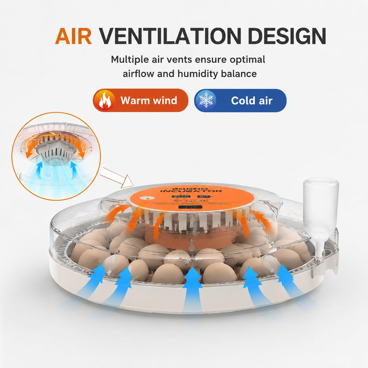 30 Egg Incubator with Automatic Egg Turning, Temperature Control and Humidity Monitor Incubators for Hatching Eggs