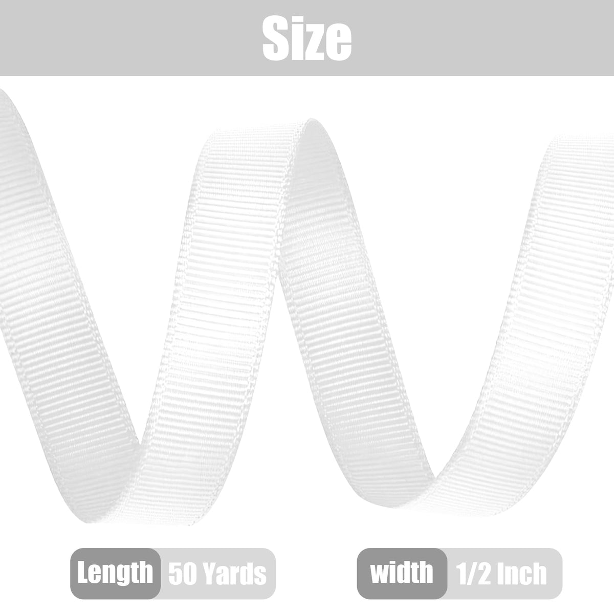 White Grosgrain Ribbon 1/2 Inch X 50 Yards