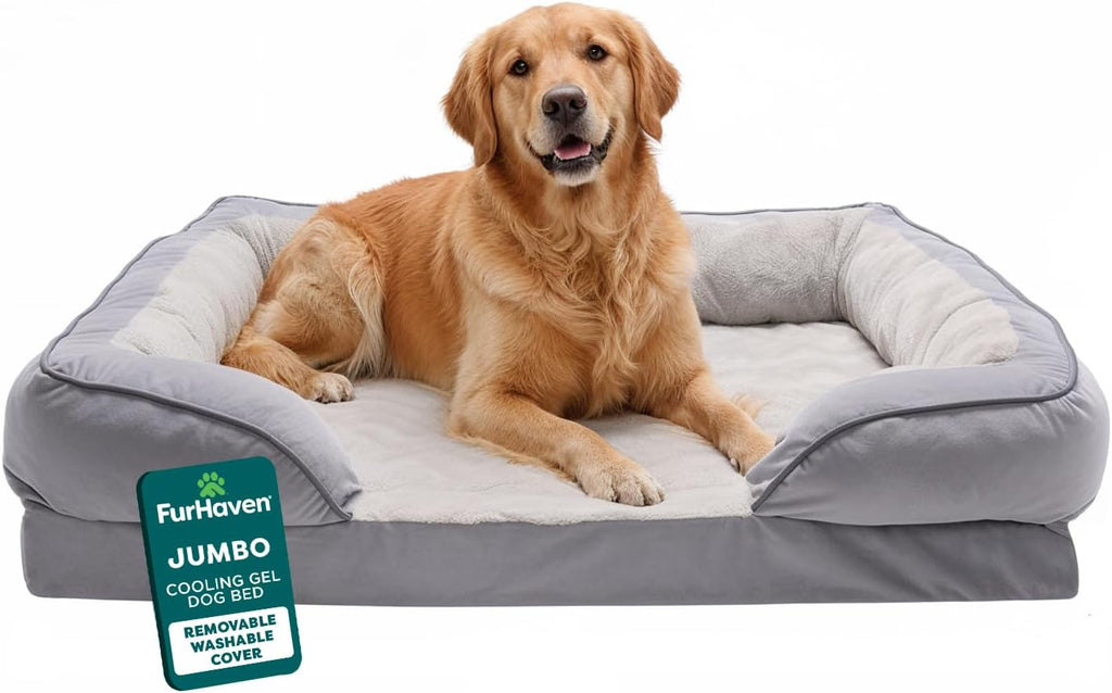 Cooling Gel Dog Bed for Large Dogs, Perfect Comfort Sofa Bed with Cool Gel-Top Foam with a Solid Orthopedic Foam Base