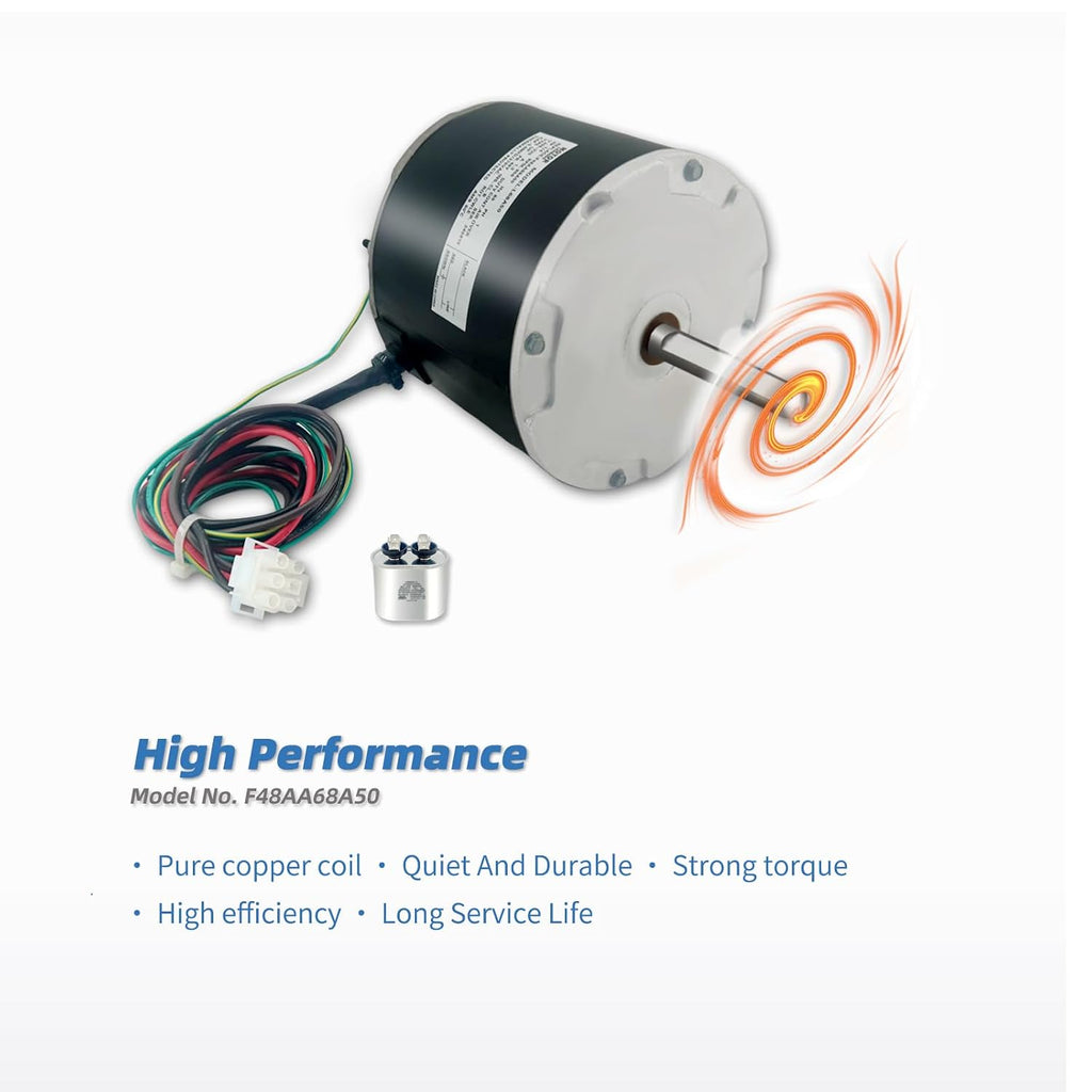 F48AA68A50 Condenser Fan Motor Replace for York, Coleman, GE, Genteq | Luxaire, Century A.O. Smith F48M27A50