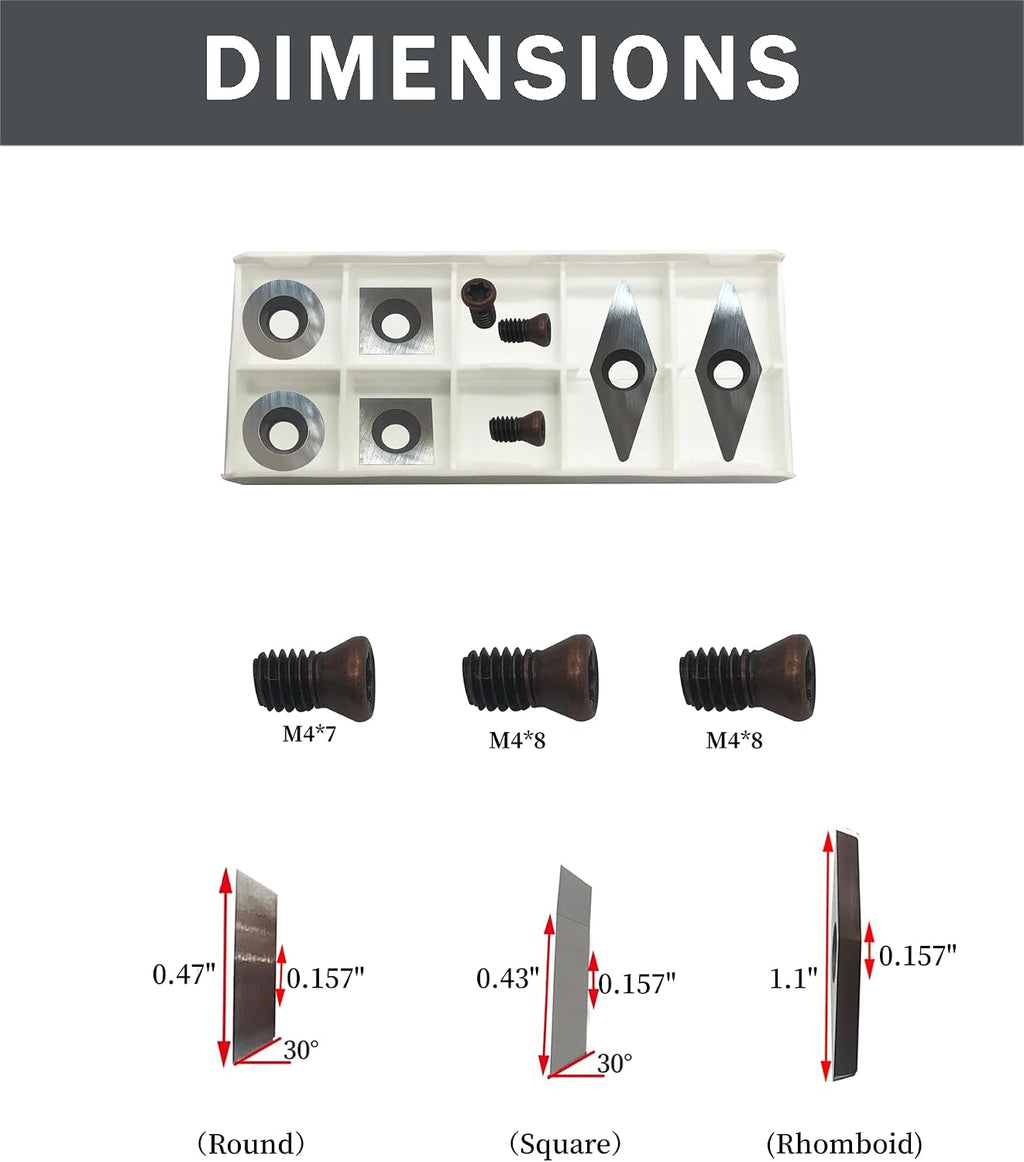 Woodturning Carbide Lathe Tools, Wood Turning Tool Set of 3 Rougher Detailer Finisher Carbide Lathe Tools for