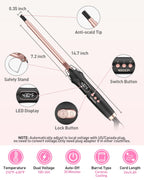 3/8 inch Thin Curling Iron,Extra Long Barrel for Tight Curls