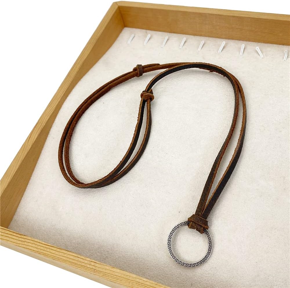 Glasses Necklace Sunglasses Holder Hanging Ring Leather Cord Adjustable Eyeglasses Strap Alloy Loop Ring