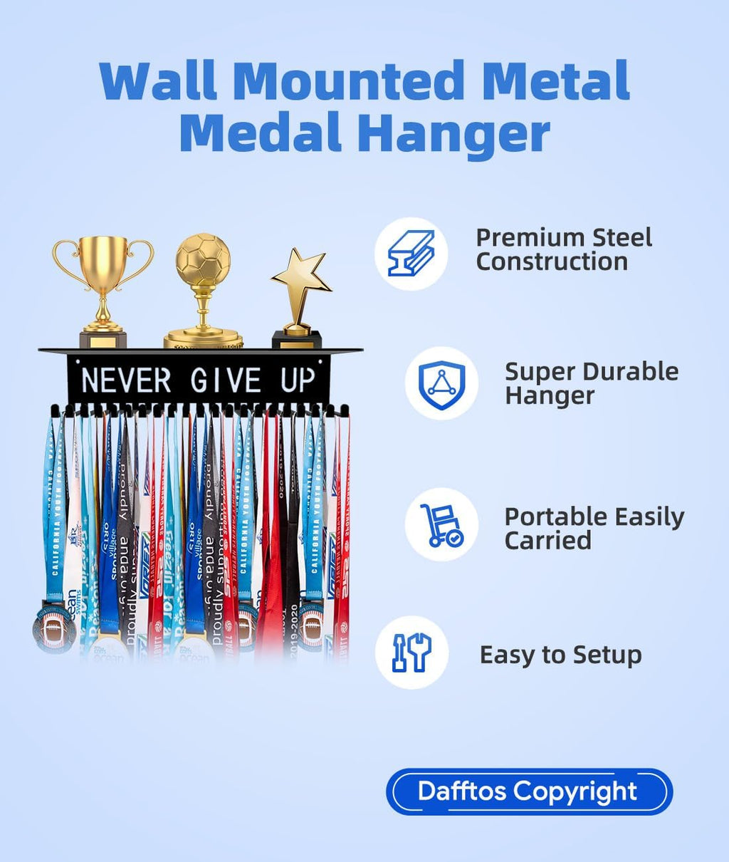 Medal Hanger Ribbon Holder Display Shelf Metal Trophy Rack Organizer Frame Awards Ribbon Cheer Gymnastics Soccer