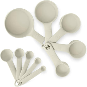 Measuring Cups and Spoons, 10-Piece Set, Food-Grade Plastic, Dishwasher-Safe, Linen Gray