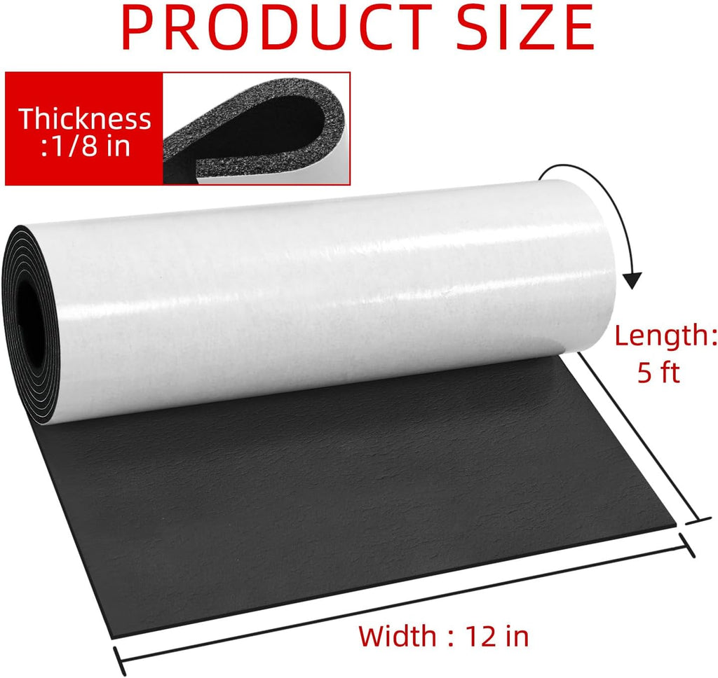 Sponge Neoprene Foam Sheet, Adhesive Rubber Padding 12"x1/8"x59"