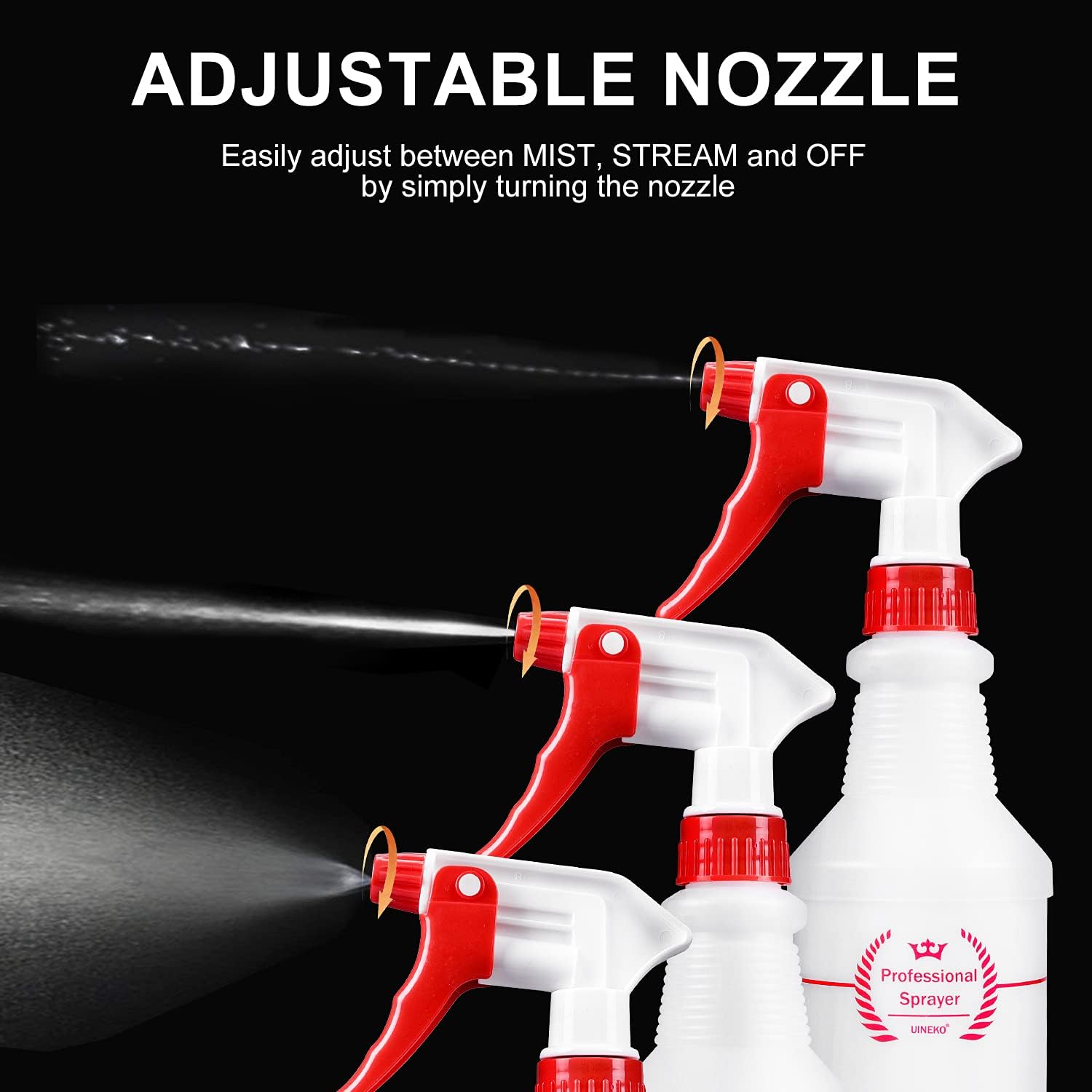 Plastic Spray Bottle (4 Pack, 16 Oz, All-Purpose) Heavy Duty Spraying Bottles Leak Proof Mist Empty Water Bottle for