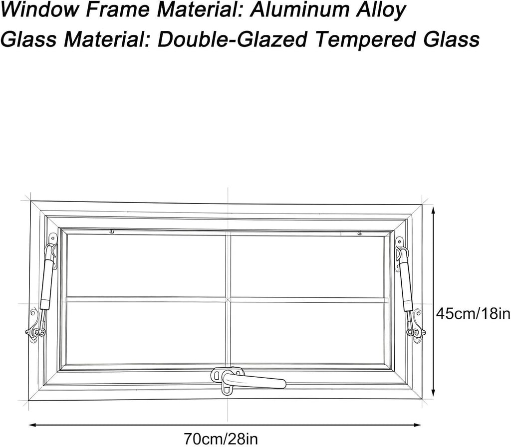 Aluminum Basement Hopper Window with Tempered Glass, Shed Windows