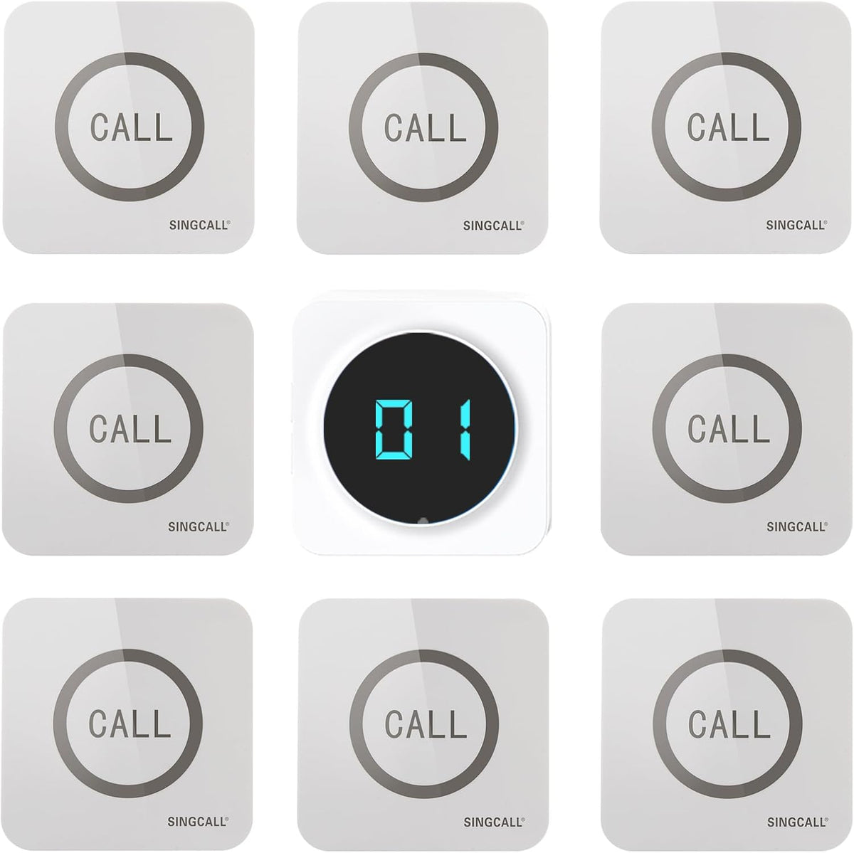 Restaurant Pager System 1 Receiver & 8 Waterproof Call Buttons