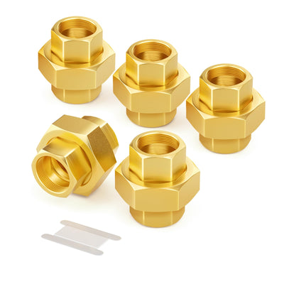 GASHER 5PCS 1/4" FNPT Brass Union Pipe Fitting