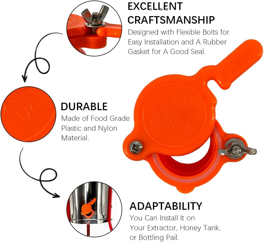 MayBee 2 Pack Honey Gate Valve for Extractor, Durable Nylon Honey Extractor Tap, Beekeeping Supplies