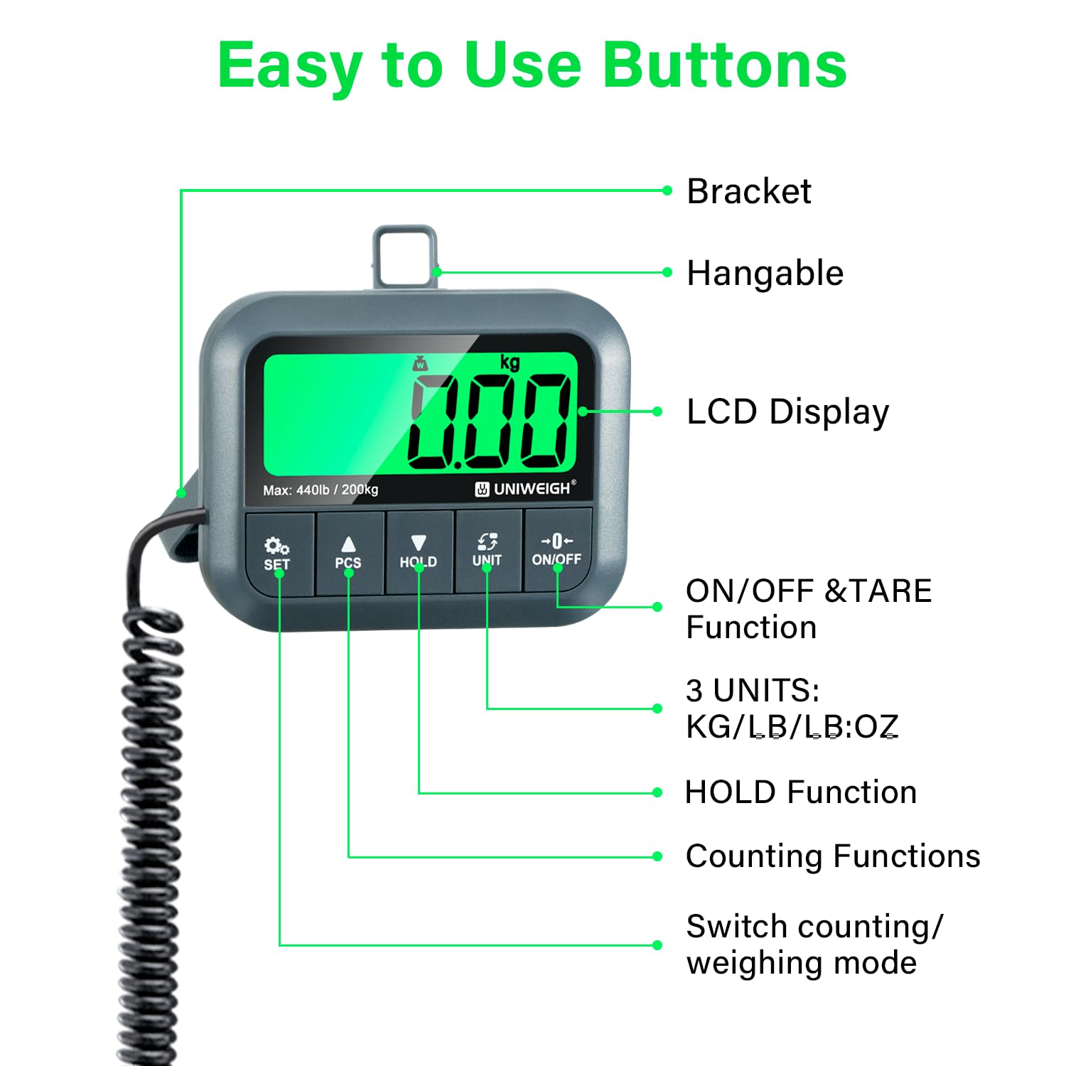 Digital Postal Scale 440lb/0.35oz Accuracy for Shipping Packages | Hold/Tare/Count,Commercial Package Scale for Small