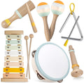 Baby Musical Instruments-Montessori Wooden Toys for Toddlers | Neutral Colors Percussion Instruments Set with Modern