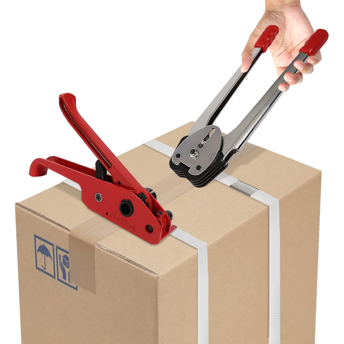 Packaging Strapping Tool, 1000N Heavy Duty Banding Packaging Pallet Strapping Kit with Poly Strapping Tensioner, PP