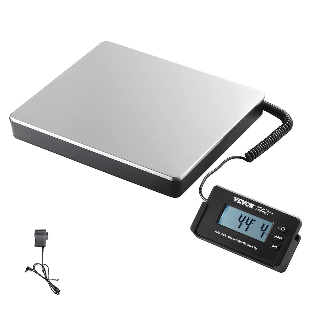 Digital Shipping Scale, 440 lbs x 1.7 oz. Heavy Duty Postal Scale with Timer, Tare Function, HD LCD Screen Portable