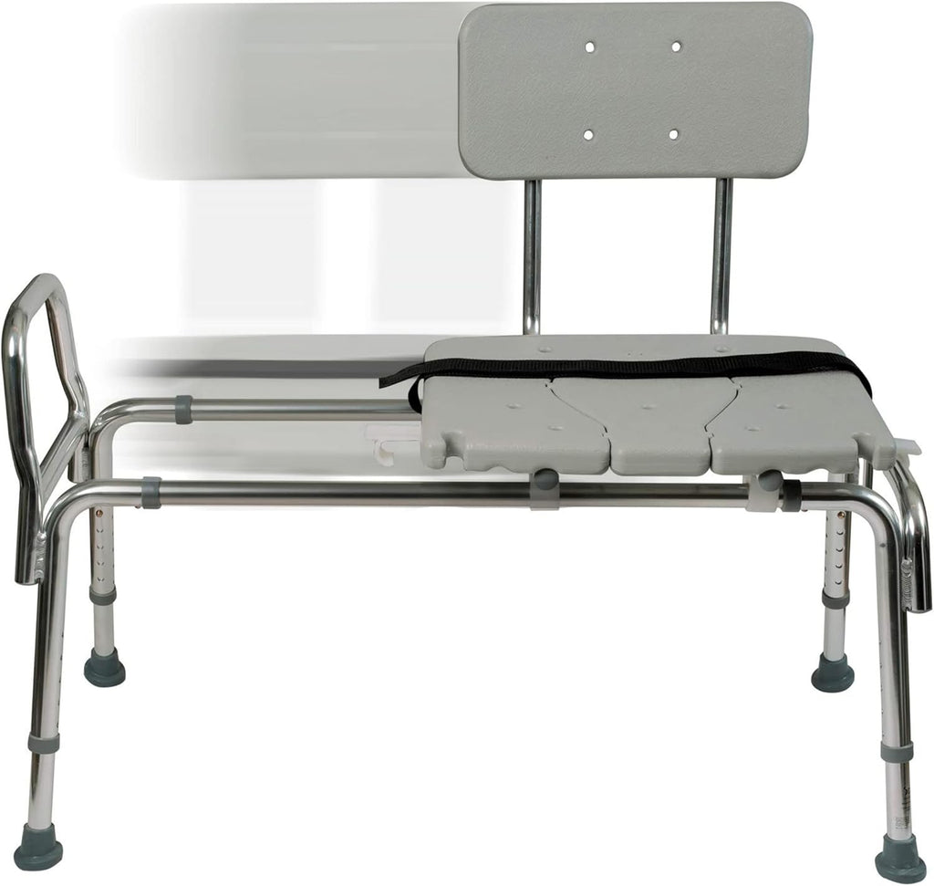 Tub Transfer Bench and Shower Chair with Non Slip Aluminum Body, FSA Eligible, Adjustable Seat Height and Cut Out