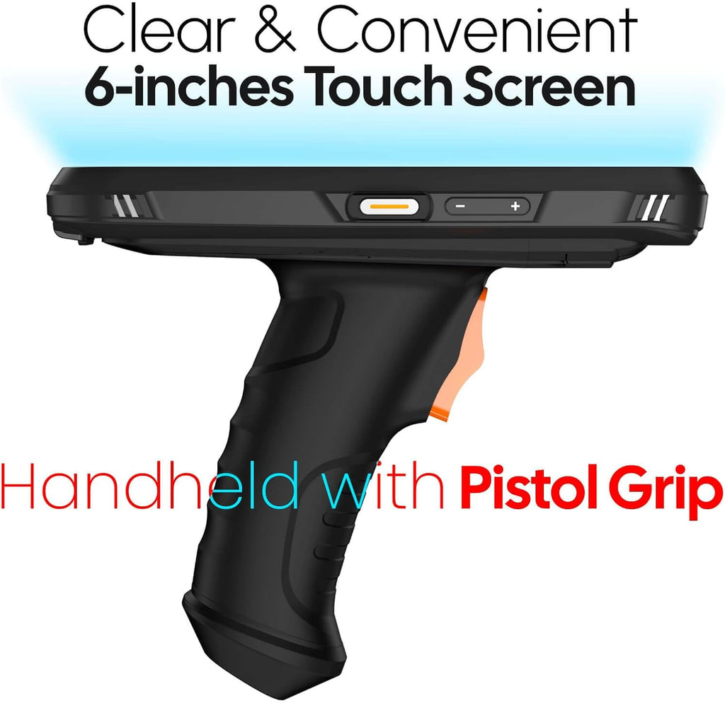 Rugged Android Barcode Scanner Handheld PDA Mobile Computer with Pistol Grip, 6.0" Display Octa-Core 2.0GHz 4GB+64GB
