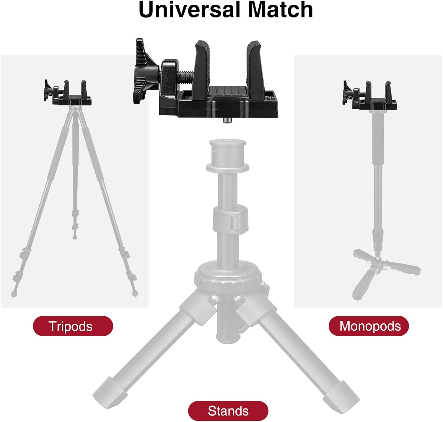 Universal Tripods Clamp Rest Head for Monopods Stick | Lightweight Construction Saddle Mount with with 1/4" and 3/8"